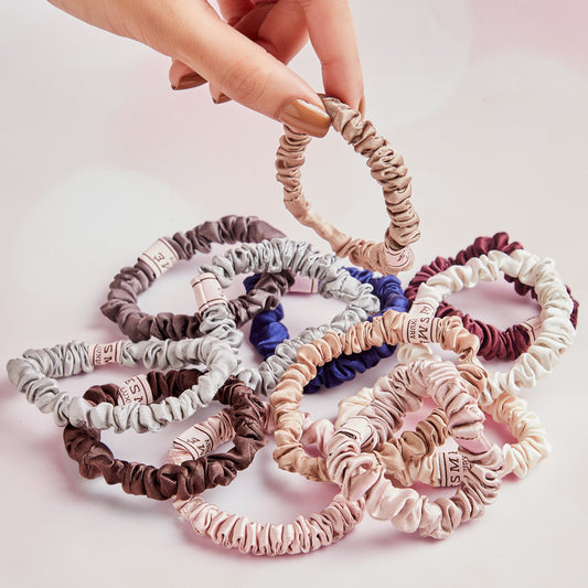 Black Skinny Silk Scrunchies- 3