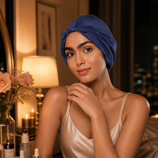 Blue Pure Silk Hair Wrap