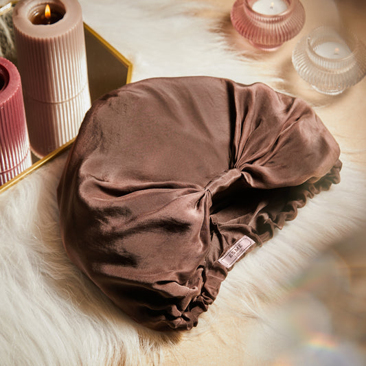Brown Pure Silk Hair Wrap