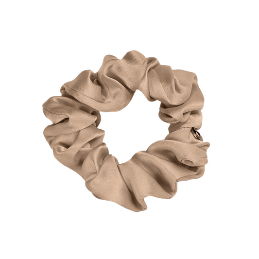 Beige Large Silk Scrunchie- 1