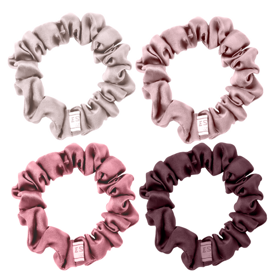 Pink Medium Silk Scrunchies- 4
