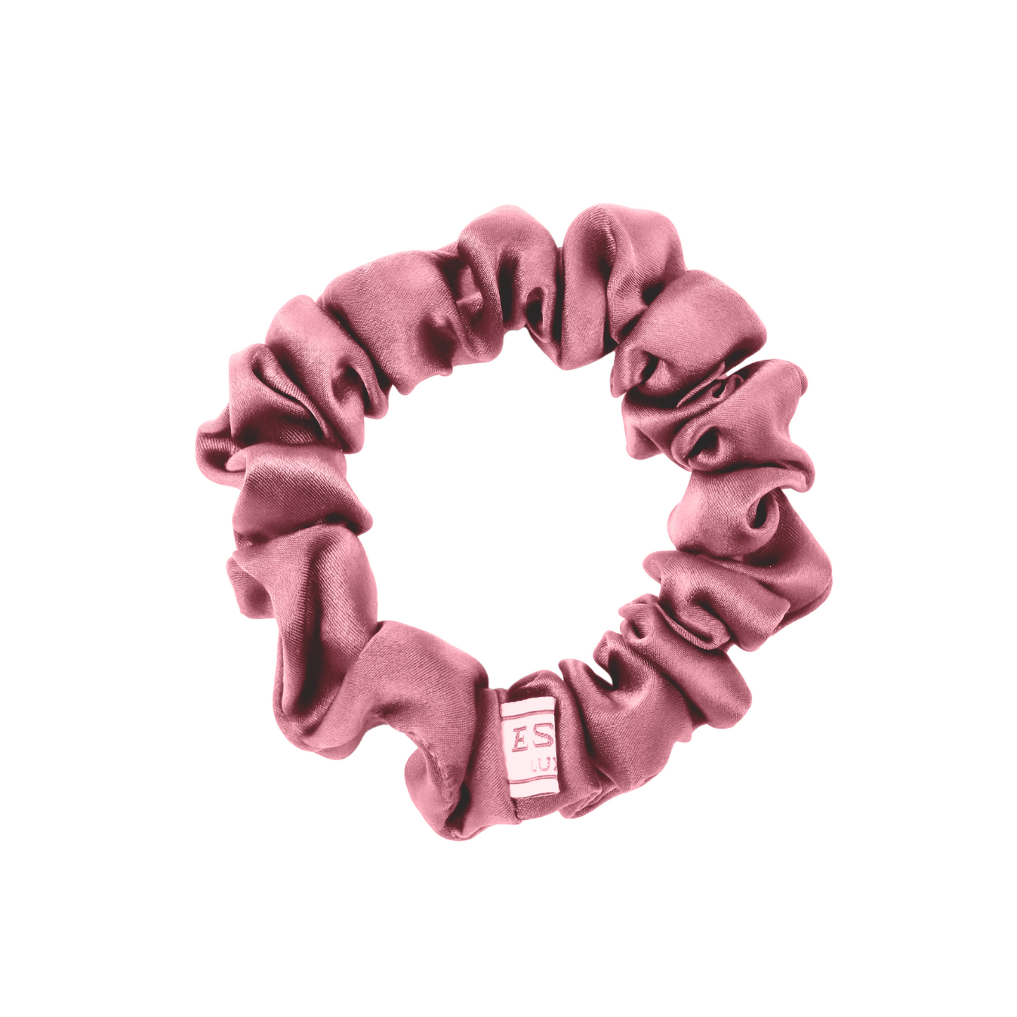 Pink Medium Silk Scrunchie- 1