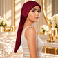 Wine Long Silk Hair Wrap- Oeko Tex Certified