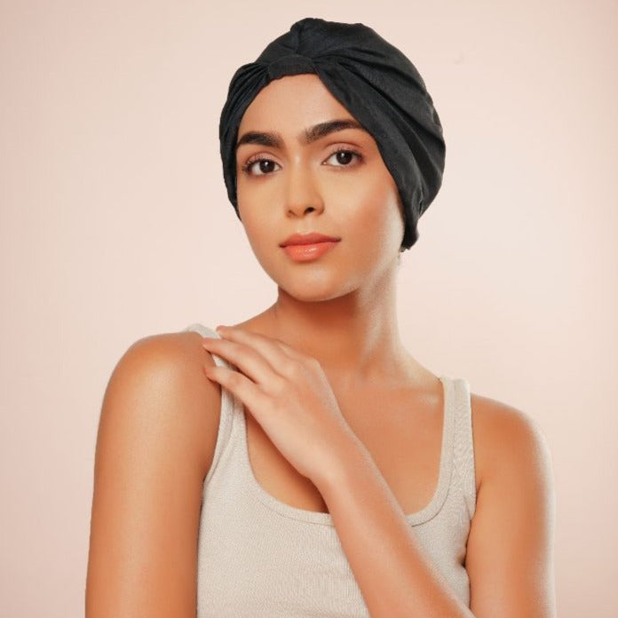 Black Pure Silk Hair Wrap