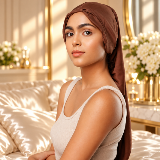 Brown Long Silk Hair Wrap