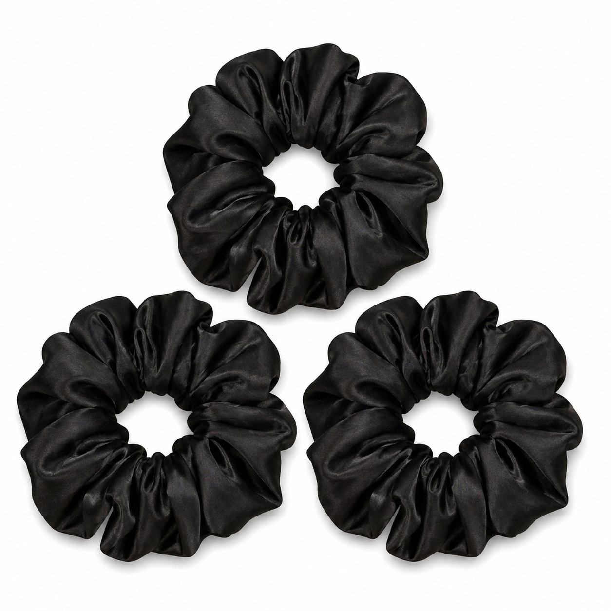 Black Large Silk Scrunchies- 3