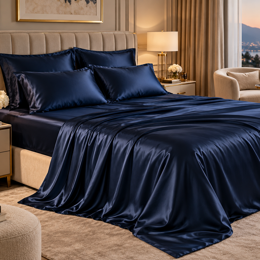 Blue Silk Bedsheet- Oeko Tex Certified