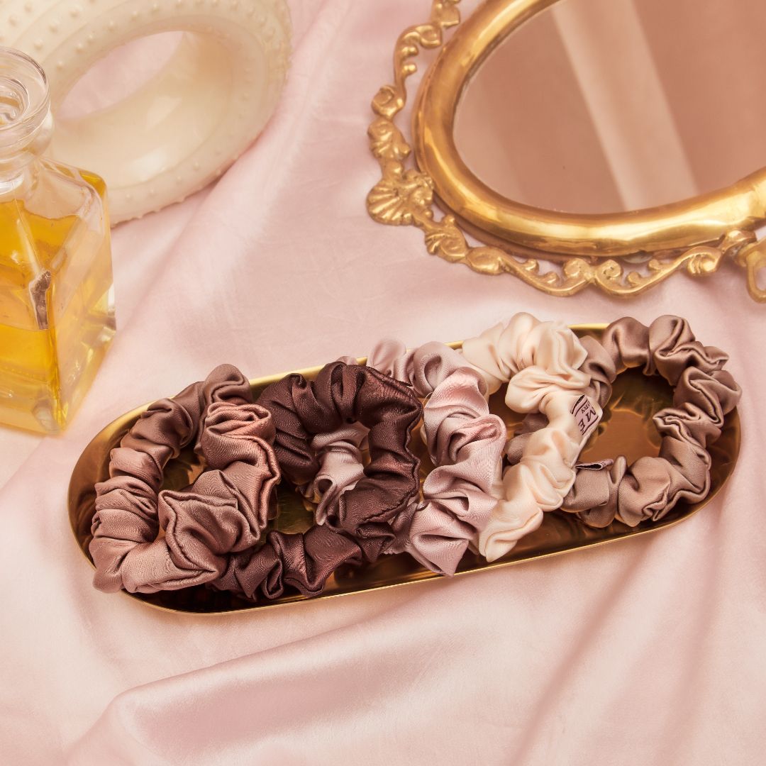 Pink Medium Silk Scrunchies- - Main Image