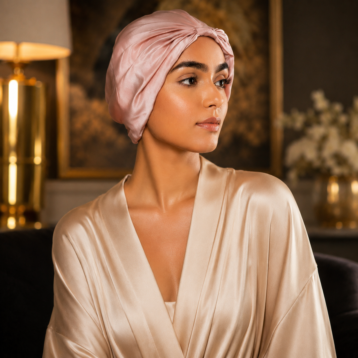 Flamingo Pink Pure Silk Hair Wrap
