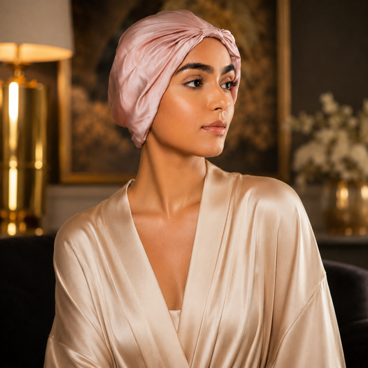 Flamingo Pink Pure Silk Hair Wrap
