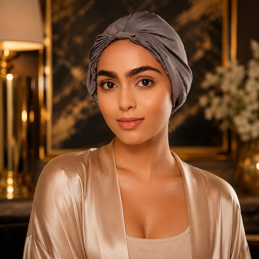 Grey Pure Silk Hair Wrap